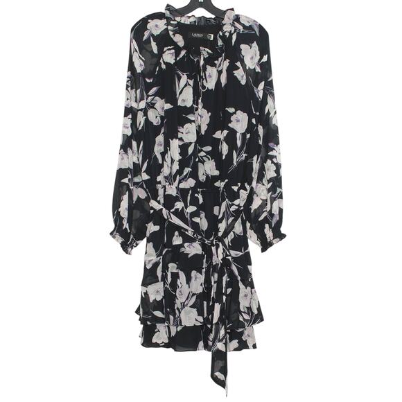 NWT Lauren Ralph Lauren Dress Floral Boho Romantic Cottage Academia Black 18W